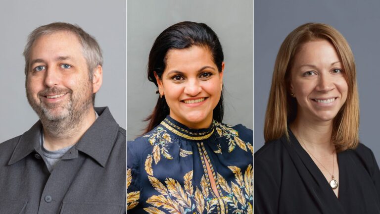 Collage of headshots from left to right: Jordan DeVylder, Rohini Pahwa, and Kate Sullivan.