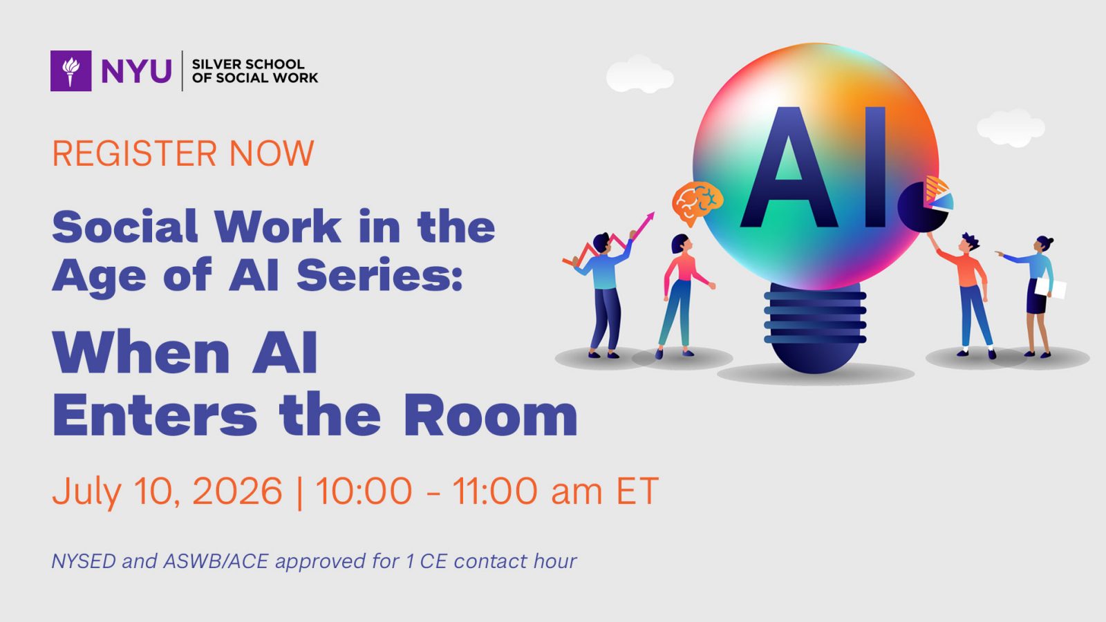 Graphic showing the title of the workshop, "When AI Enters the Room," and details of the time and date of the workshop.