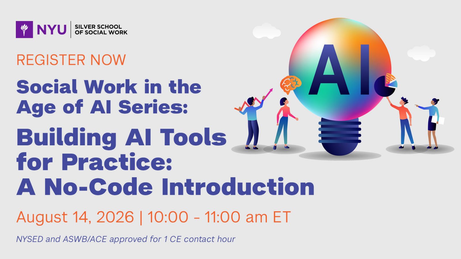 Graphic showing the title of the workshop, "Building AI Tools For Practice," and details of the time and date of the workshop.